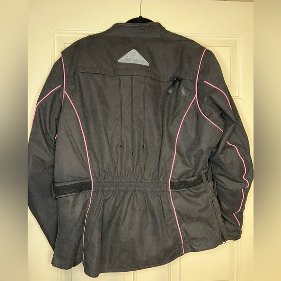 Tour Master Black and Pink Motorcycle Biker Riding Jacket Embroidered Heavy Duty - Picture 4 of 9